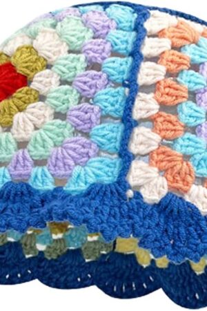 Crochet Bucket Hat for Women Handmade Knit Hats Summer Floral Skull Cap Knit Bucket Hats for Women