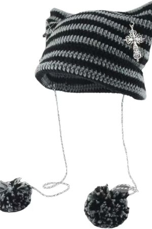 Beanies Crochet Knitted Hats for Women Girls Fox Cat Ear Goth  Accessories  Clothes