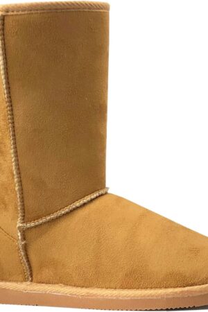 Women Suede Faux Fur Mid-Calf Classic Winter Boots Rubber Sole