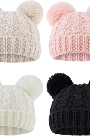 Baby Girl Beanie Winter Baby Boy Hat with Pom pom Warm Infant Knitted Hats Toddler Kid Beanies