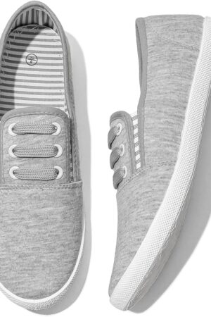 Women Canvas Slip on Sneakers Casual Slip on Walking Shoes Women Tennis Shoes Flat Dress Shoes Non Slip Work Shoes
