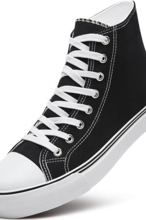 Men's High Top Canvas Sneakers Lace Up Classic Casual Walking Shoes