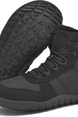 Mens Winter Barefoot Boots Insulated Warm 丨 Fur Lined Minimalist Snow Shoes 丨 Wide Toe Box + Drop Zero Sole