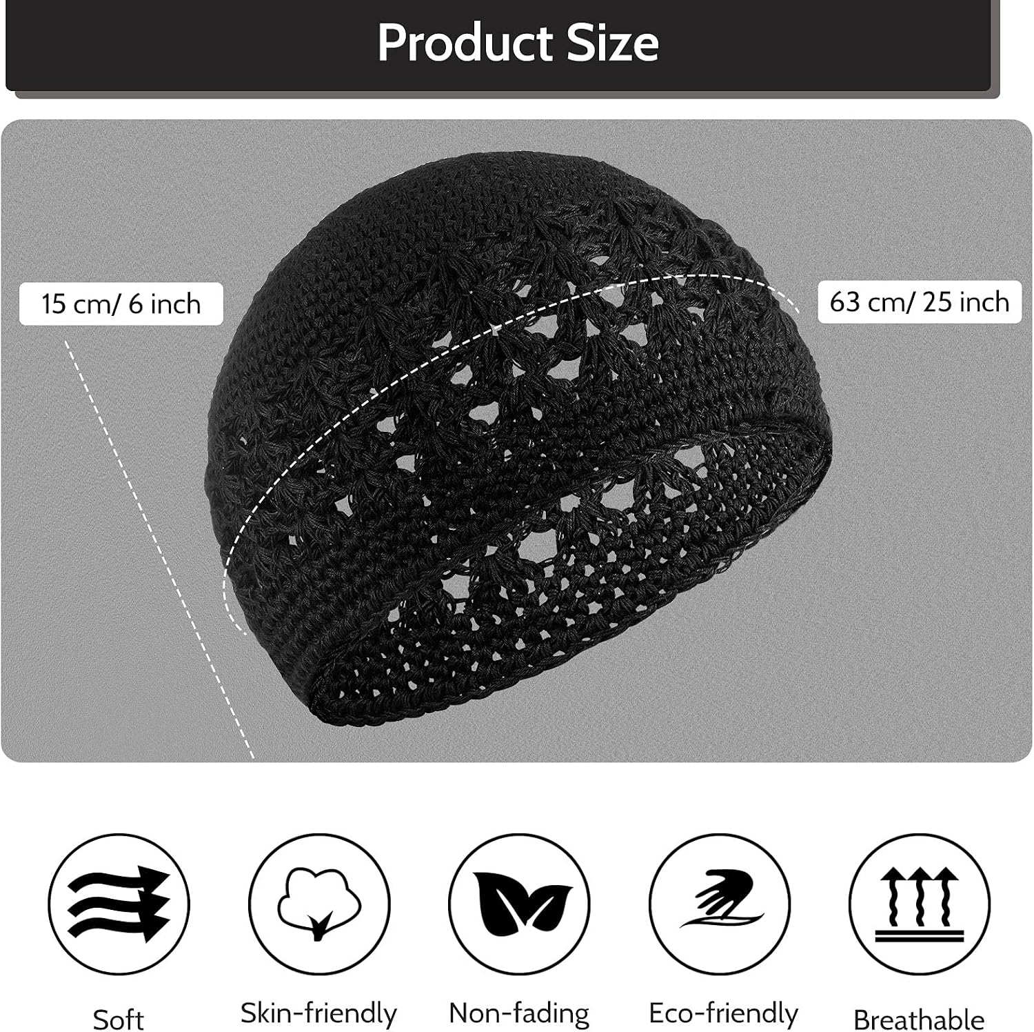 Hat for Men Knit Cap Crochet Beanie Skull Beanie Hat for Men Women - Image 2