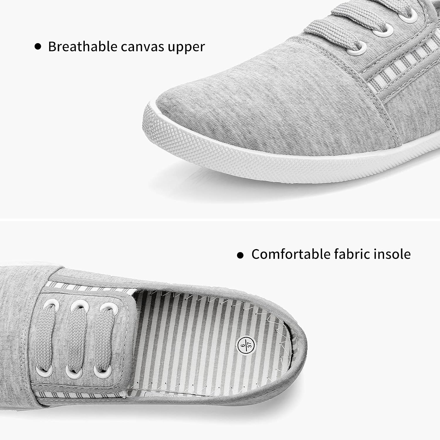 Women Canvas Slip on Sneakers Casual Slip on Walking Shoes Women Tennis Shoes Flat Dress Shoes Non Slip Work Shoes - Image 2